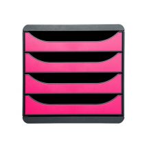 Bloc De Rangement 4 Tiroirs - Gris/framboise - Exacompta