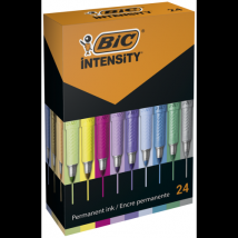 Boîte De 24 Marqueurs Permanents - Bic Intensity Fine Et Bic Intensity Fine Metallic - Pointe Fine - Couleurs Assorties