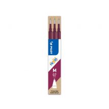 Lot De 3 Recharges Pour Stylo Roller Effaçable Pilot - Frixion Ball & Frixion Ball Clicker - Rouge Bordeaux - Pointe Moyenne
