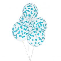 5 Ballons De Baudruche Imprimés - Confettis Bleus - My Little Day