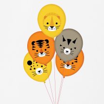 5 Ballons De Baudruche Imprimés - Mini Félins - My Little Day