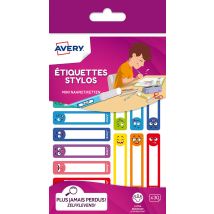 Etiquettes Stylo Avery - Smiley - 50 X 10 Mm - 30 Pièces