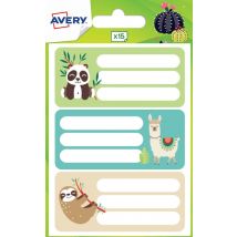 15 Étiquettes Scolaires - Lama Et Cactus - 76 X 34 Mm - Avery