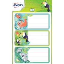 15 Étiquettes Scolaires - Jungle - 76 X 34 Mm - Avery