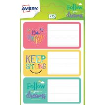 15 Étiquettes Scolaires - Phrases Fun - 76 X 34 Mm - Avery