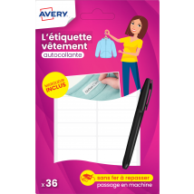 36 Étiquettes Blanches Vêtements Autocollantes - 45 X 13 Mm - Avec Marqueur Inclus - Avery