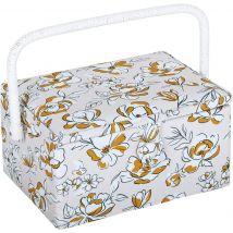 Boîte De Couture Hobby Gift - Fleuri Blanc Moutarde