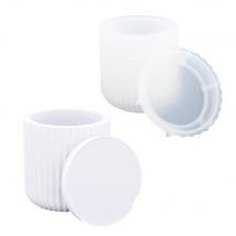 Moule En Silicone - Pot Nervuré Et Couvercle - Jesmonite