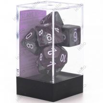 7 Dés Pour Jdr Chessex - Gémini - Violet, Métal Et Blanc