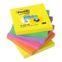 Z-notes Post-it Couleurs Néon Assorties 76 X 76 Mm 100 Feuilles - Lot De 6 Blocs