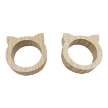Set De 2 Ronds De Serviette Chat Bois - Créalia - Créalia enfants