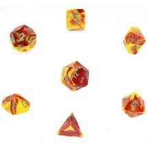 7 Dés Pour Jdr Chessex - Gémini - Rouge, Jaune Et Argent