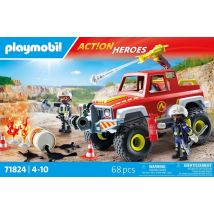 Playmobil - Véhicule De Pompiers Avec Bidon Enflammé - 71824 - Les Pompiers