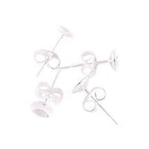 Boucles D'Oreilles Clous Coupelles 6 Mm - Créalia - Argenté