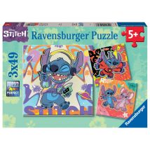 Puzzles 49 Pièces - Lilo Et Stitch - Jouer Toute La Journée Stitch - Ravensburger - 3 Pièces