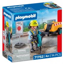 Playmobil - Ouvrier Marteau-piqueur Et Signalisation - 71752 - La Construction