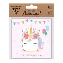 Set De 8 Invitations Anniversaire - Licorne