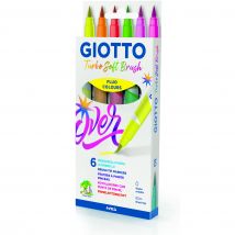 6 Feutres Turbo Soft Brush Fluo - Giotto