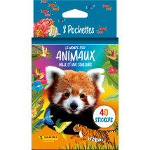 Lot De 8 Pochettes De Stickers Le Monde Des Animaux Mille Et Une Couleurs - Panini