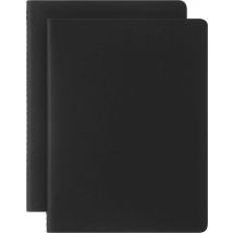Lot De 2 Carnets Smart - 19 X 25 Cm - Moleskine- 88 Pages Lignées - Couverture Rigide - Noir
