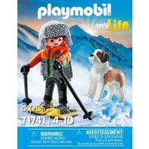 Playmobil - Garçon En Raquettes Avec Saint Bernard - 71741