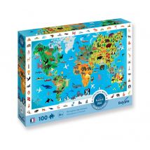 Puzzle 100 Pièces - Cherche Et Trouve: Planisphère Des Animaux - Calypto