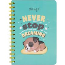 Carnet Mr Wonderful - Vert - A5 14 X 21 Cm - Chien - 160 Pages Unies