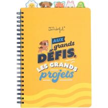 Cahier Mr Wonderful - Jaune - A4 21 X 32 Cm - Aux Grands Défis, Les Grands Projets - 160 Pages Quadrillées