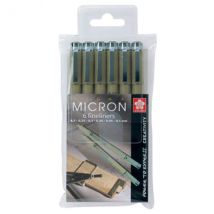 Lot De 6 Feutres Noirs + 1 Rouge - Pigma Micron - Sakura
