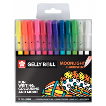 Set De 12 Crayons Gel Gelly Roll Moonlight Fluorescent - Sakura