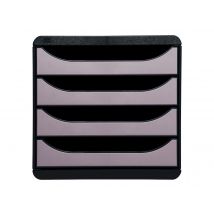 Bloc De Rangement 4 Tiroirs - Noir/argent - Exacompta