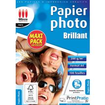 100 Papiers Photo A4 Brillant - 200 G - Micro Application