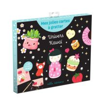 Mes Jolies Cartes À Gratter : Univers Kawai : Pochette Avec 8 Cartes À Gratter Et Un Stylet En Bois