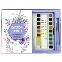 Coffret Aquarelle - Évasion Florale - 30 Illustrations À Peindre - Merci les livres
