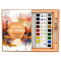 Coffret Aquarelle - Paysages Du Monde - 30 Illustrations À Peindre - Merci les livres