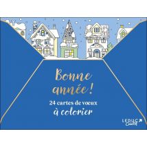 Bonne Année ! - 24 Cartes De Voeux À Colorier