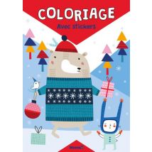 Coloriage Avec Stickers - Ours Hiver