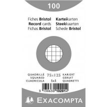 Etui De 100 Fiches Bristol - Quadrille 5x5 Non Perfore 75x125mm - Exacompta