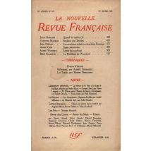 La Nouvelle Revue Francaise T.187