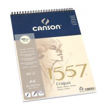 Canson 1557 - Album À Côté Court - Reliure À Anneaux Métalliques - A4 - 50 Feuilles - Blanc - Canson
