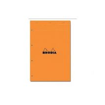 Bloc Notes Rhodia - Orange - A4 21 X 31.8 Cm - Bloc Agrafé N°20 - 160 Pages Grands Carreaux Seyès