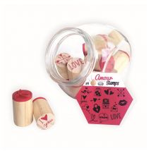 Bocal 14 Tampons Bois - Amour - Aladine