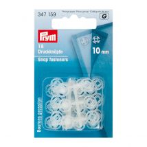18 Boutons Pression Plastiques Transparents - 10 Mm