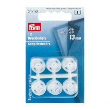 12 Boutons Pression Plastiques Transparents - 13 Mm