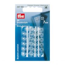 24 Boutons Pression Plastiques Transparents - 7 Mm