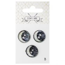 3 Boutons - 18 Mm - Marine Nacre - Com 1 Idée