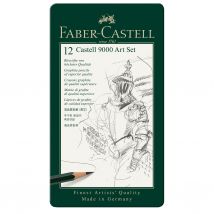 Boîte En Métal 12 Crayons Graphite - Faber-castell - Castell 9000 - Faber Castell