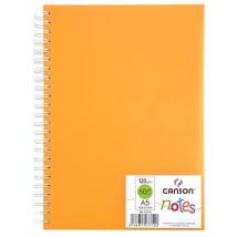 Canson - Cahier De Notes - Reliure À Anneaux Métalliques - A5 - 50 Feuilles - Papier Blanc - Uni - Couverture Orange - Canson