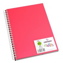 Canson - Cahier De Notes - Reliure À Anneaux Métalliques - A5 - 50 Feuilles - Papier Blanc - Uni - Couverture Rose - Canson