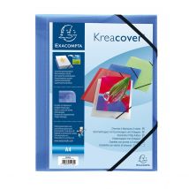 Chemise À Élastique 3 Rabats A4 Personnalisable - Kreacover - Polypro - Bleu